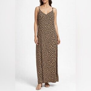 Haute Monde Leopard Print Slip Maxi Dress XLarge Animal Print Y2K Chic